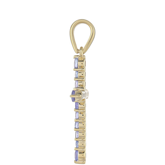 Cruz Colgante de Oro 9K con Tanzanita AAA