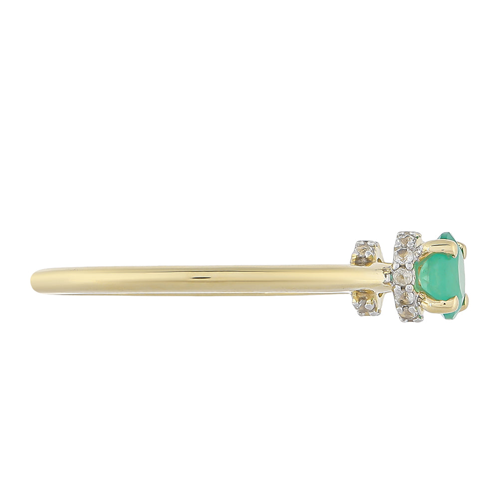 Anillo de Oro 9K con Esmeralda de Brasil y Topacio Blanco 2 