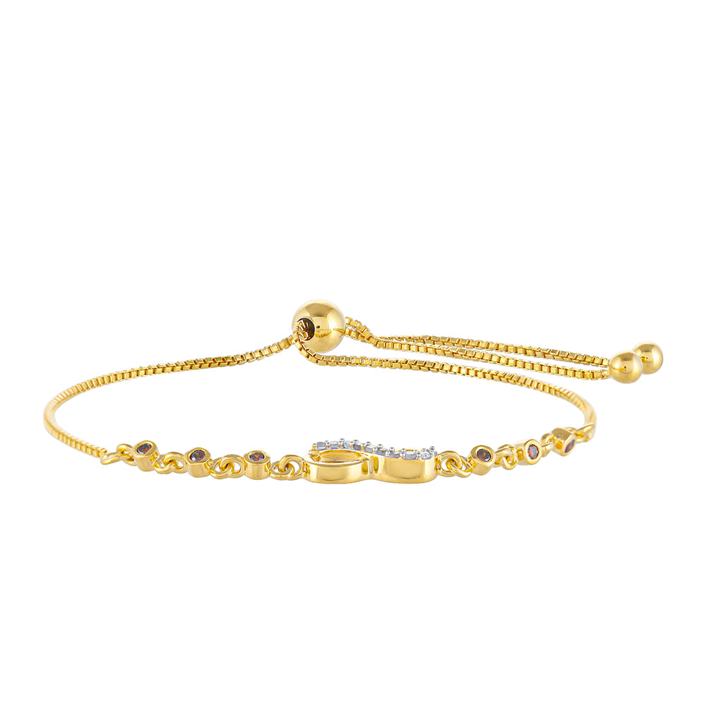 Pulsera de Plata Bañada en Oro con Diamante Rojo y Diamante blanco 2 