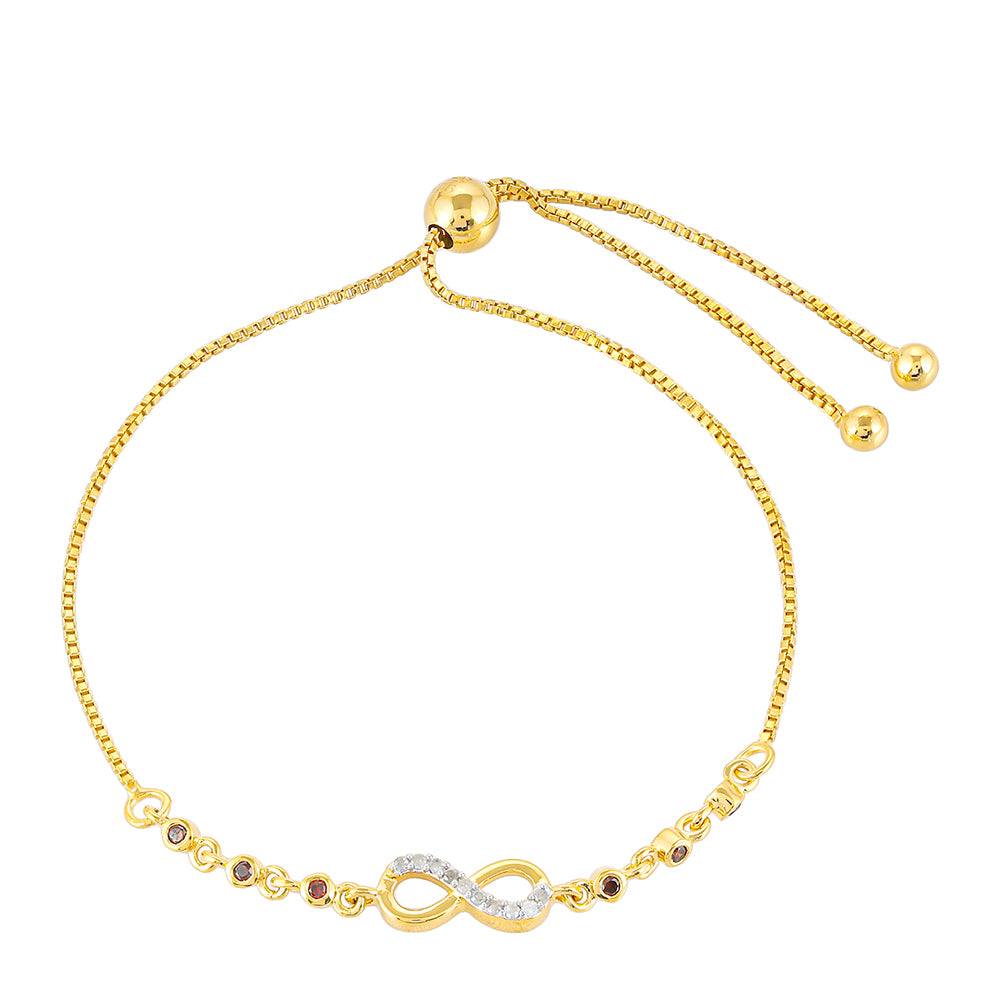 Pulsera de Plata Bañada en Oro con Diamante Rojo y Diamante blanco 1 