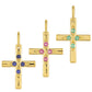 Cruz Conjunto de Plata Bañada en Oro con Rubí de Tailandia y Esmeralda de Brasil ( Colgante )