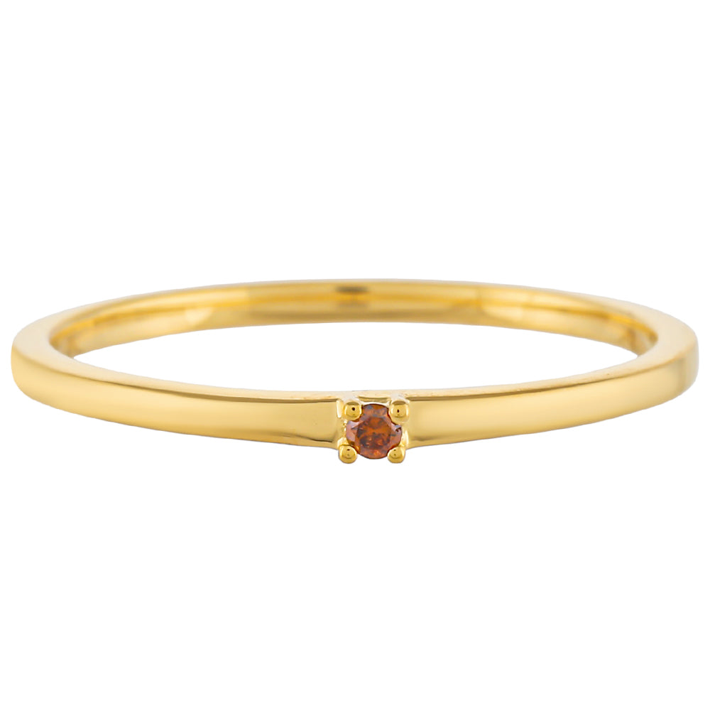 Anillo de Plata Bañada en Oro con Diamante Rojo 1 