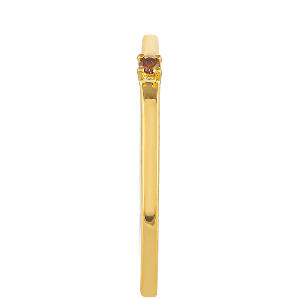 Anillo de Plata Bañada en Oro con Diamante Rojo 3 