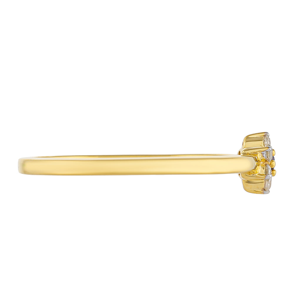 Anillo de Plata Bañada en Oro con Diamante Rojo y Diamante blanco 2 