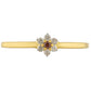 Anillo de Plata Bañada en Oro con Diamante Rojo y Diamante blanco