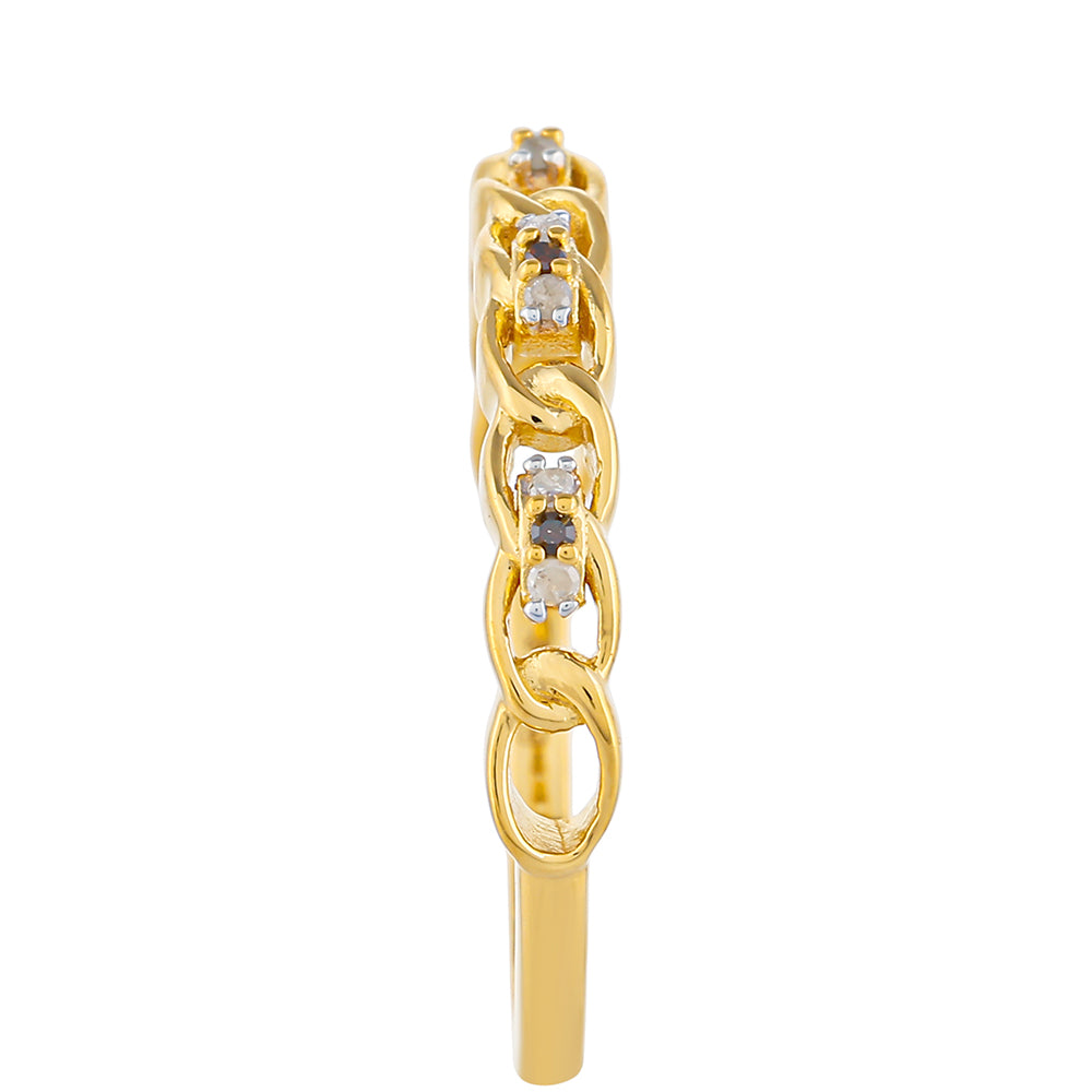 Anillo de Plata Bañada en Oro con Diamante Rojo y Diamante blanco 3 