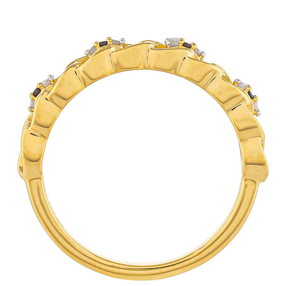 Anillo de Plata Bañada en Oro con Diamante Rojo y Diamante blanco 4 