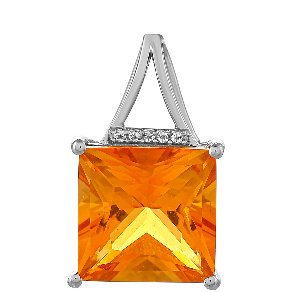 Colgante de Plata con Cuarzo Padparadscha y Topacio Blanco 1 