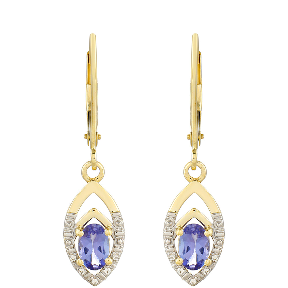 Pendientes de Oro 9K con Tanzanita AAA y Zircón natural