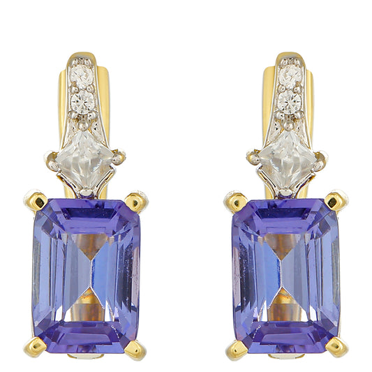 Pendientes de Oro 9K con Tanzanita AAA y Zircón natural