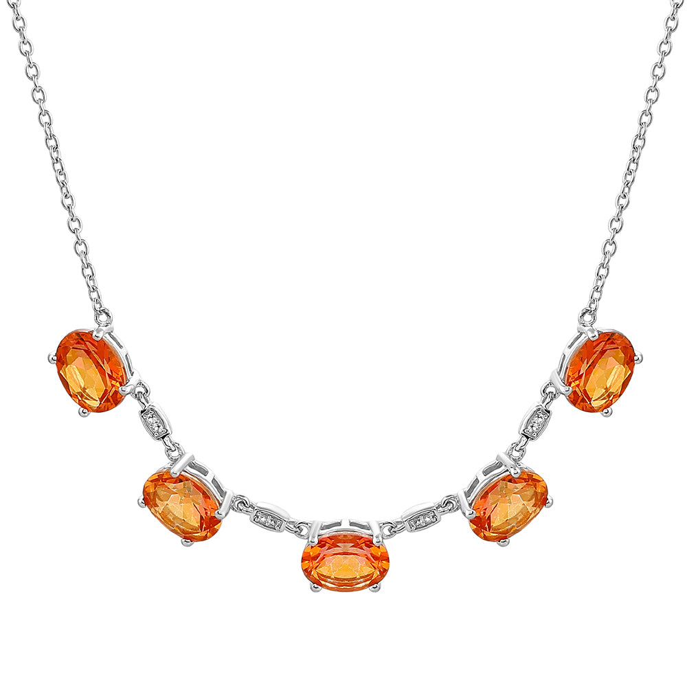 Collar de Plata con Cuarzo Padparadscha y Topacio Blanco