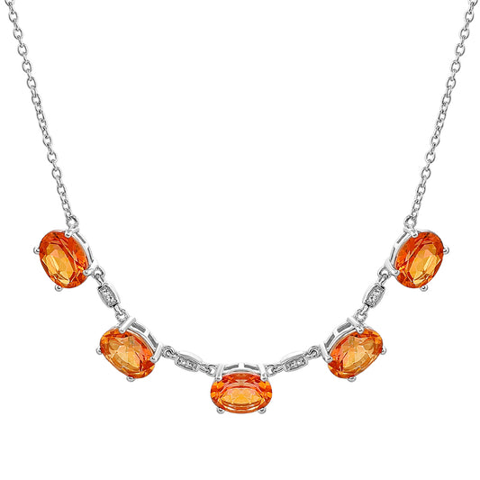 Collar de Plata con Cuarzo Padparadscha y Topacio Blanco