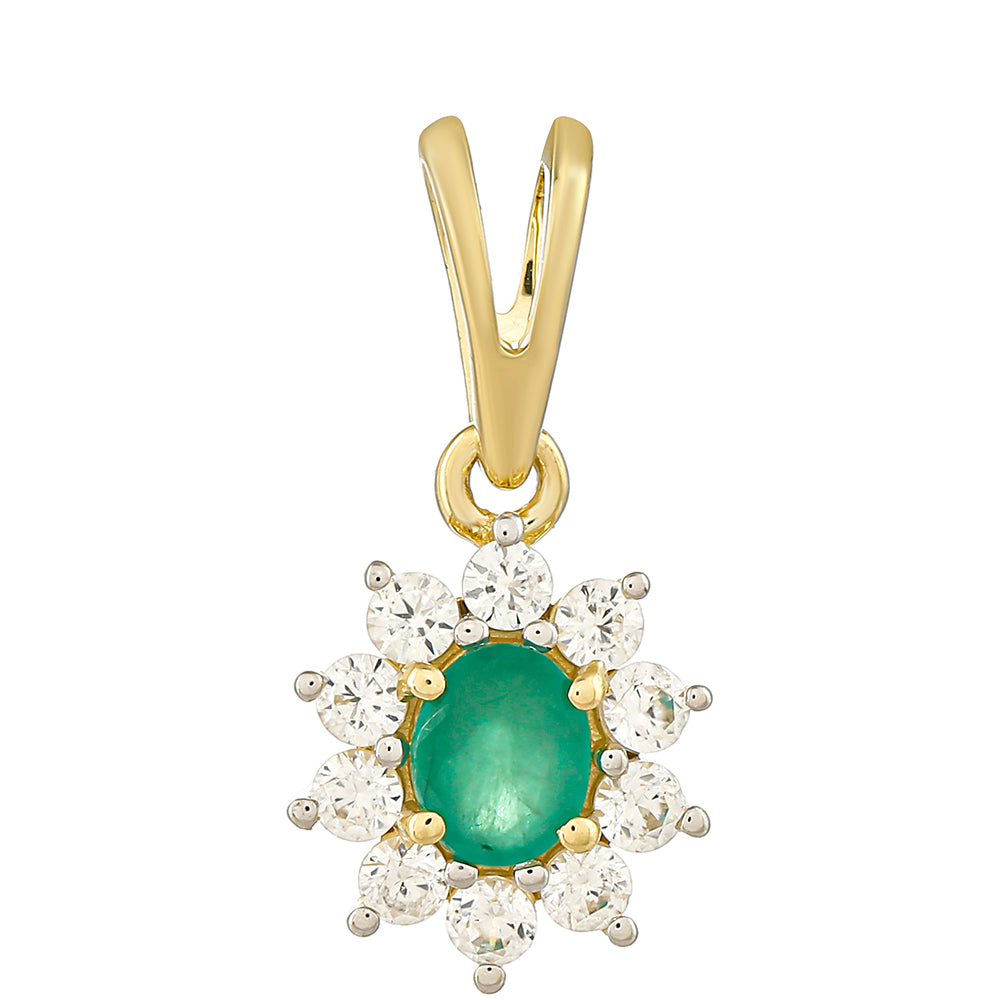 Colgante de Oro 9K con Esmeralda de Brasil y Zircón natural 1 