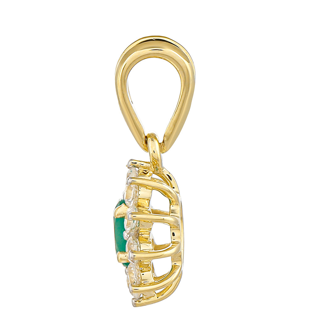 Colgante de Oro 9K con Esmeralda de Brasil y Zircón natural 2 