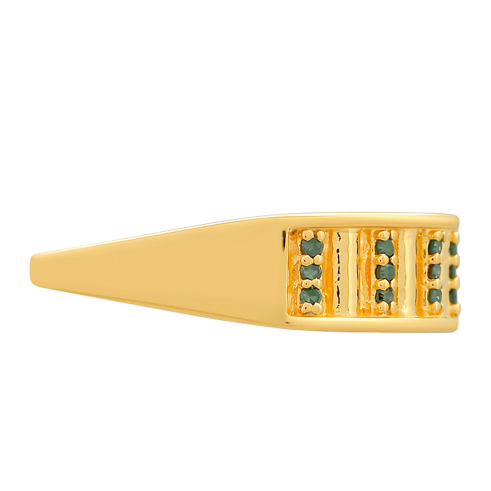 Anillo de Plata Bañada en Oro con Diamante Verde 2 