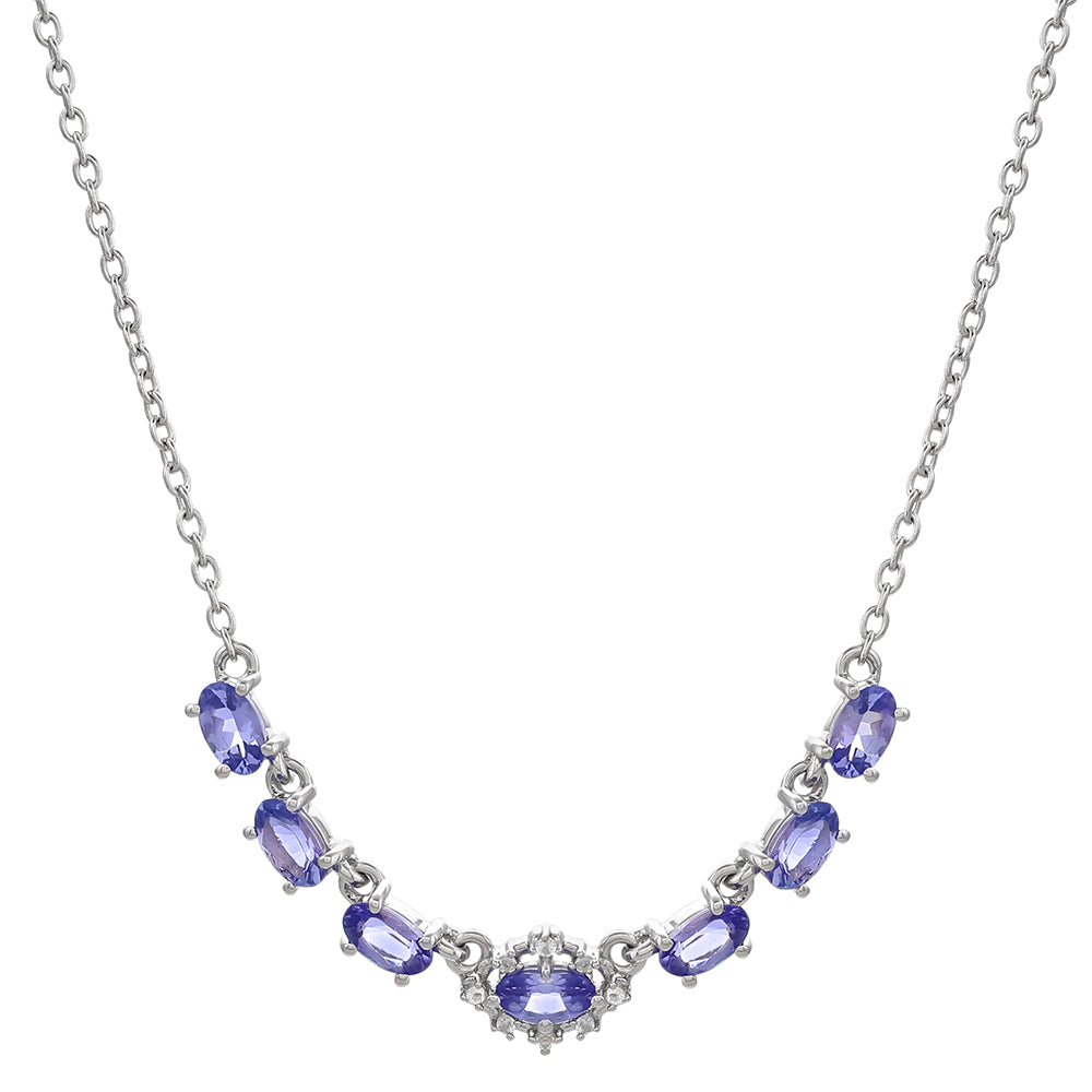 Collar de Plata con Tanzanita AAA y Topacio Blanco