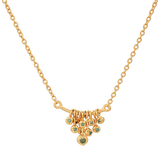 Collar de Plata Bañada en Oro con Diamante Verde