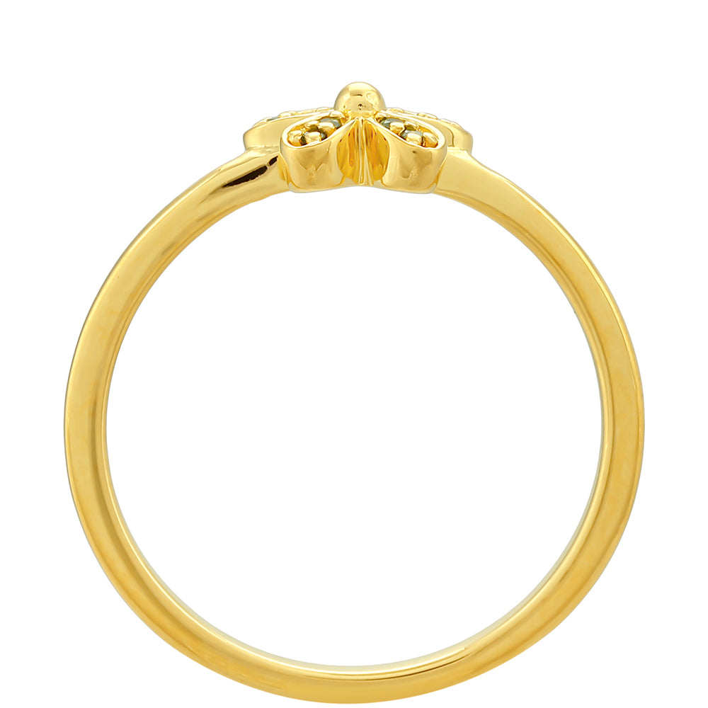 Anillo de Plata Bañada en Oro con Diamante Verde 4 