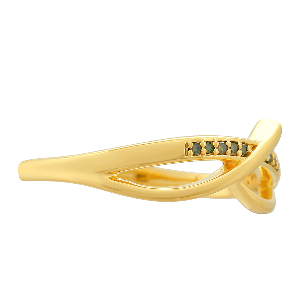 Anillo de Plata Bañada en Oro con Diamante Verde 2 