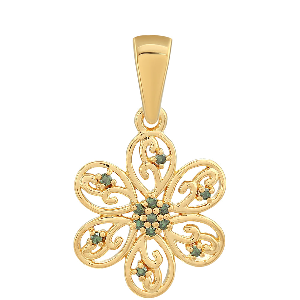 Colgante de Plata Bañada en Oro con Diamante Verde 1 