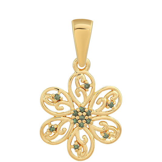 Colgante de Plata Bañada en Oro con Diamante Verde