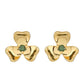 Pendientes de Plata Bañada en Oro con Diamante Verde