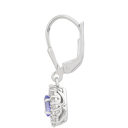 Pendientes de Plata con Tanzanita AAA y Topacio Blanco