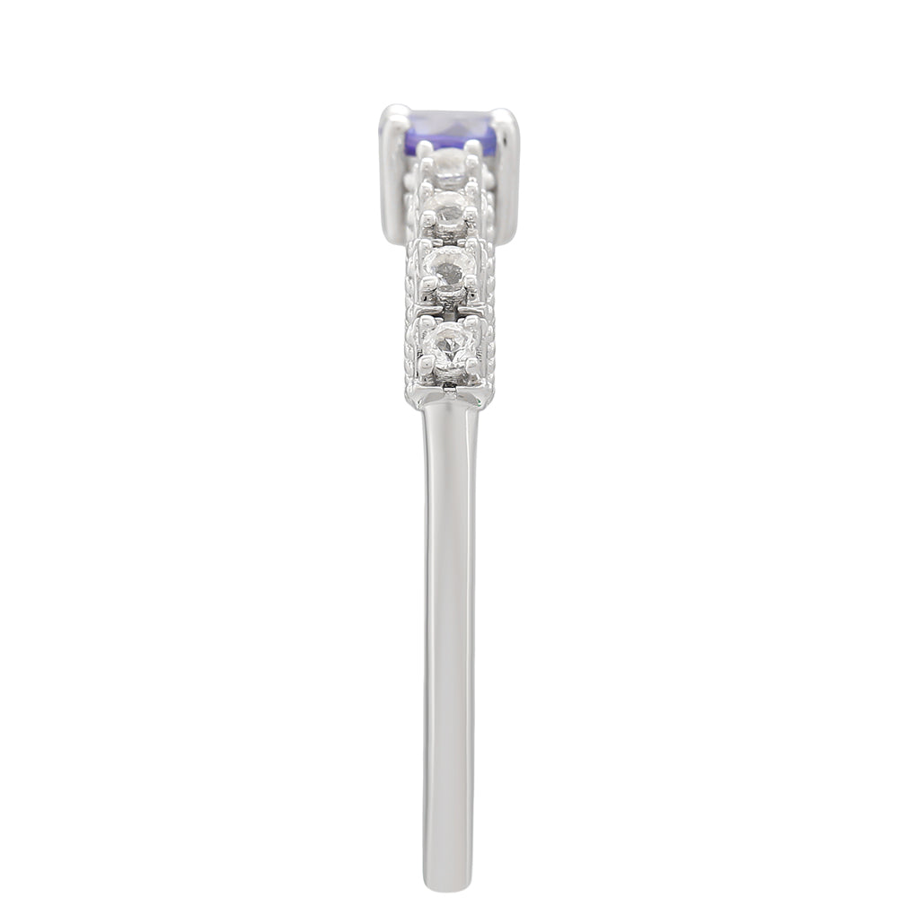 Anillo de Plata con Tanzanita AAA y Topacio Blanco 3 