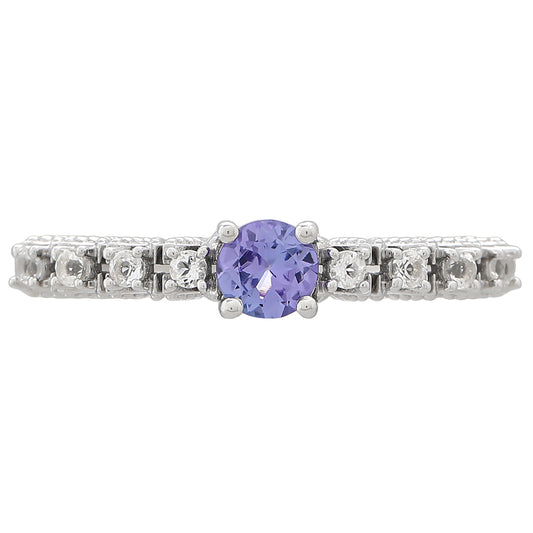Anillo de Plata con Tanzanita AAA y Topacio Blanco