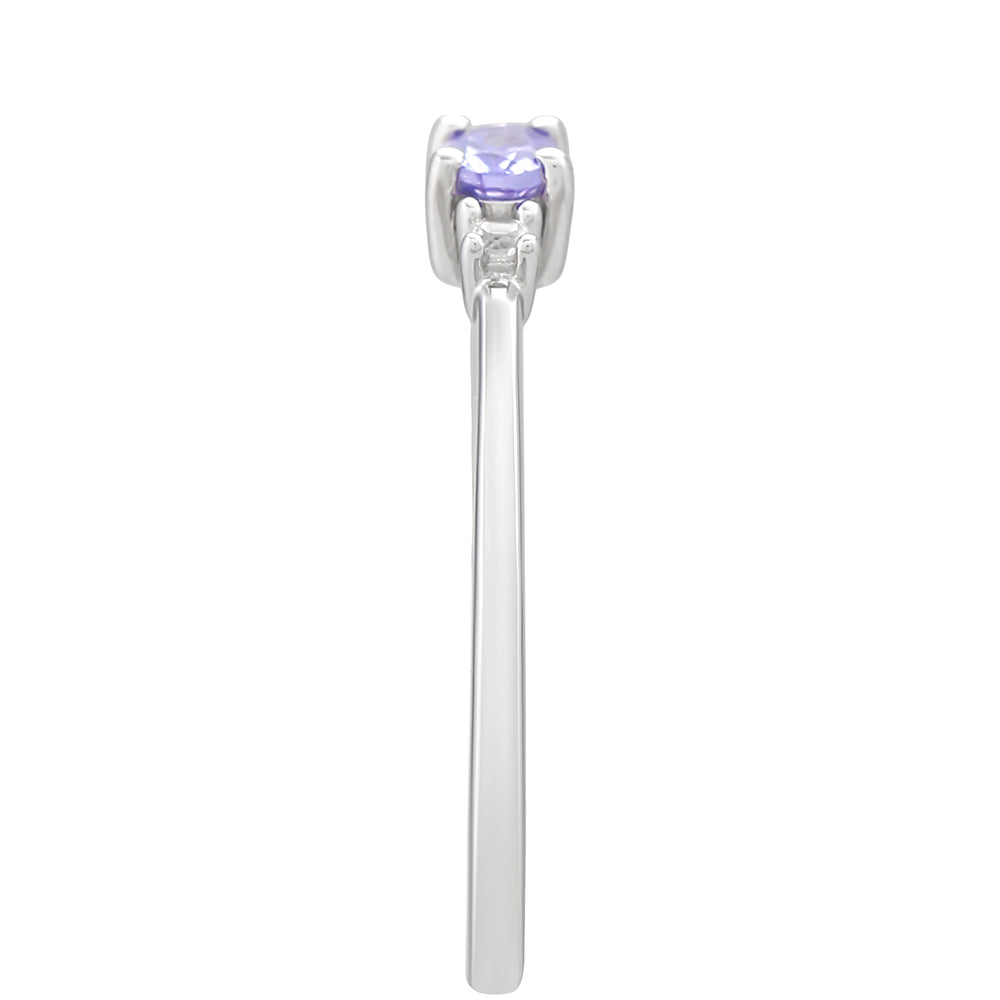 Anillo de Plata con Tanzanita AAA y Topacio Blanco