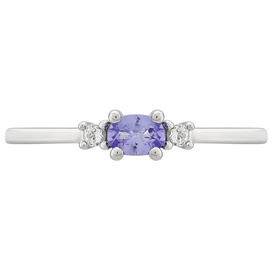 Anillo de Plata con Tanzanita AAA y Topacio Blanco