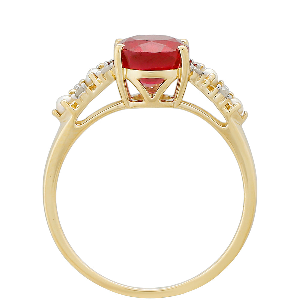 Anillo de Oro 9K con Rubí de Tailandia y Diamante blanco 4 
