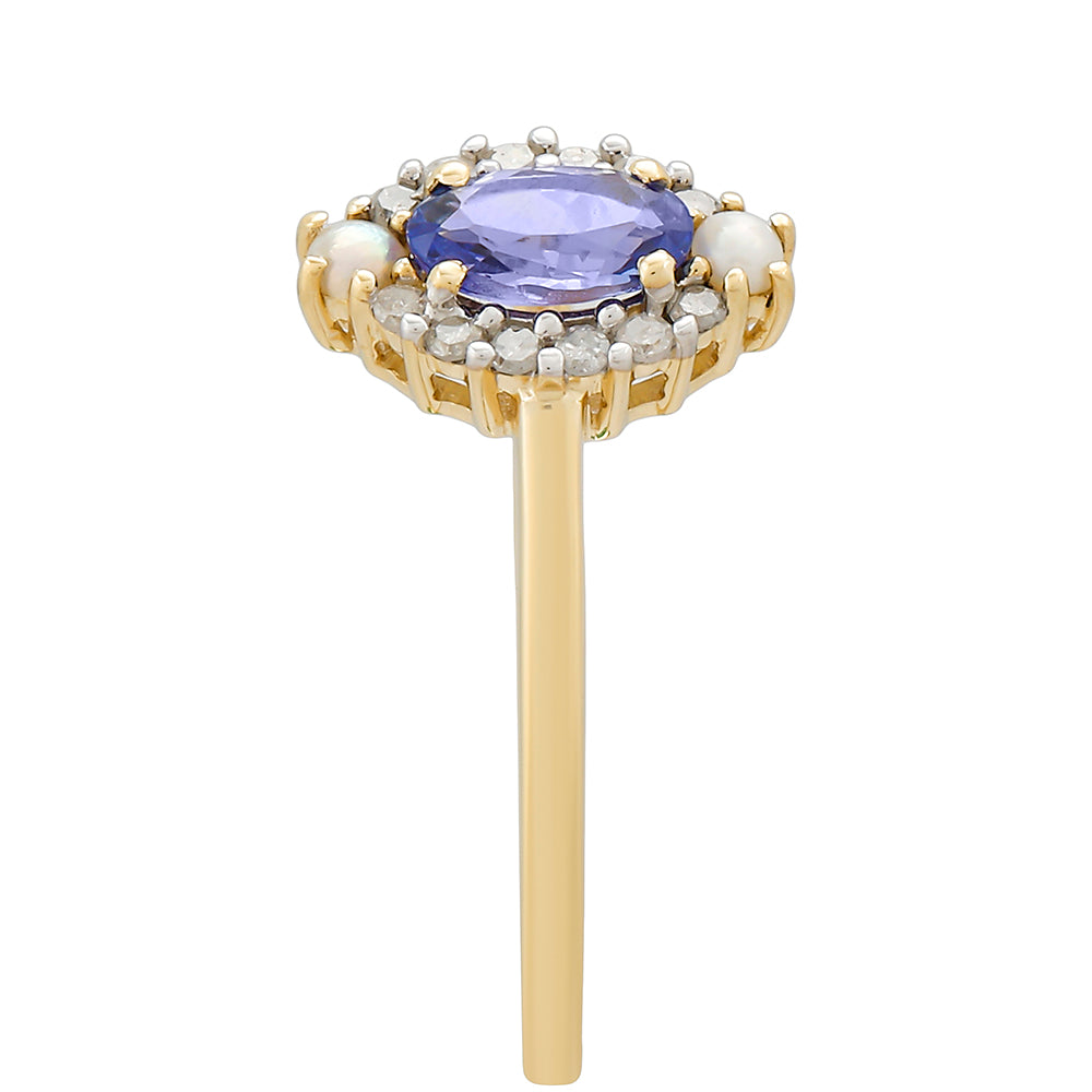 Anillo de Oro 9K con Tanzanita y Diamante blanco 3 