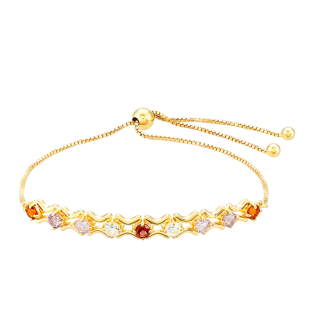 Pulsera de Plata Bañada en Oro con Amatista y Citrino de Madeira 1 