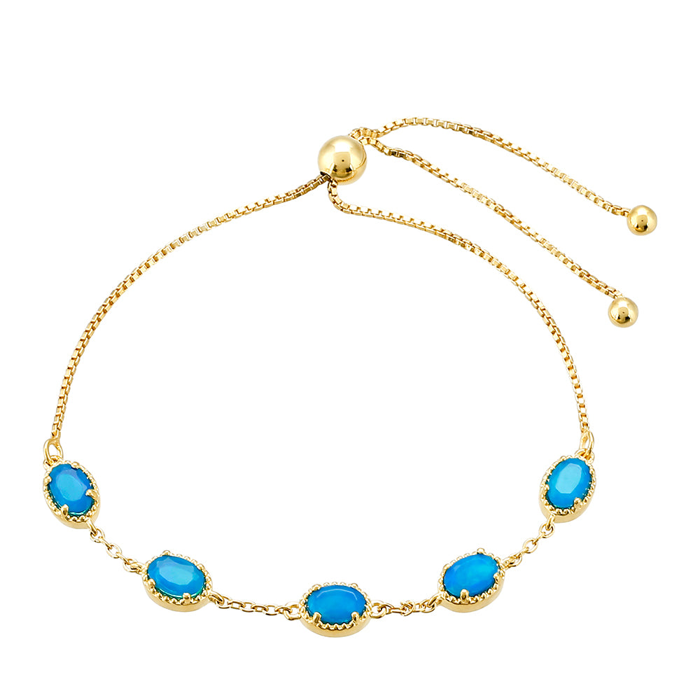 Pulsera de Plata Bañada en Oro con Ópalo Azul Paraiba de Etiopía