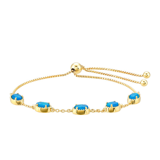 Pulsera de Plata Bañada en Oro con Ópalo Azul Paraiba de Etiopía