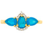 Anillo de Plata Bañada en Oro con Ópalo Azul Paraiba de Etiopía y Topacio Blanco