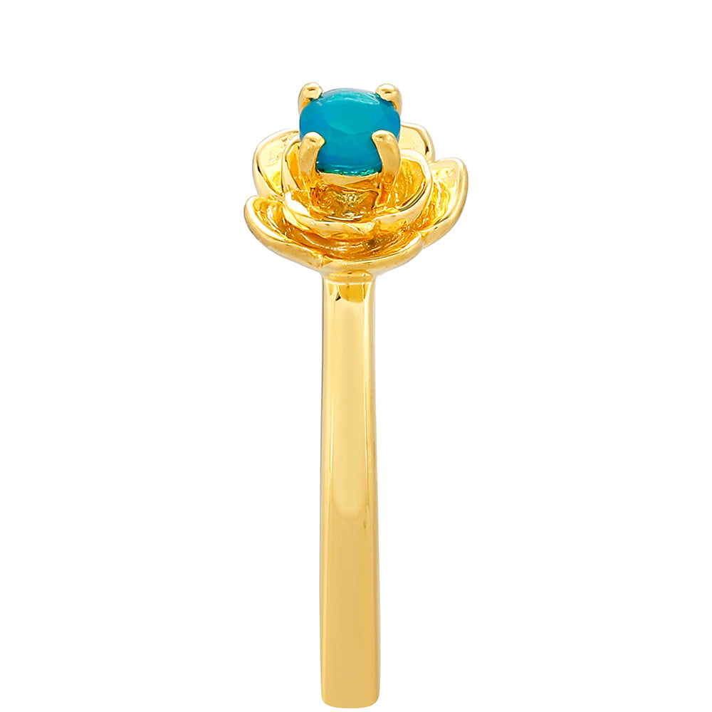 Anillo de Plata Bañada en Oro con Ópalo Azul Paraiba de Etiopía 3 