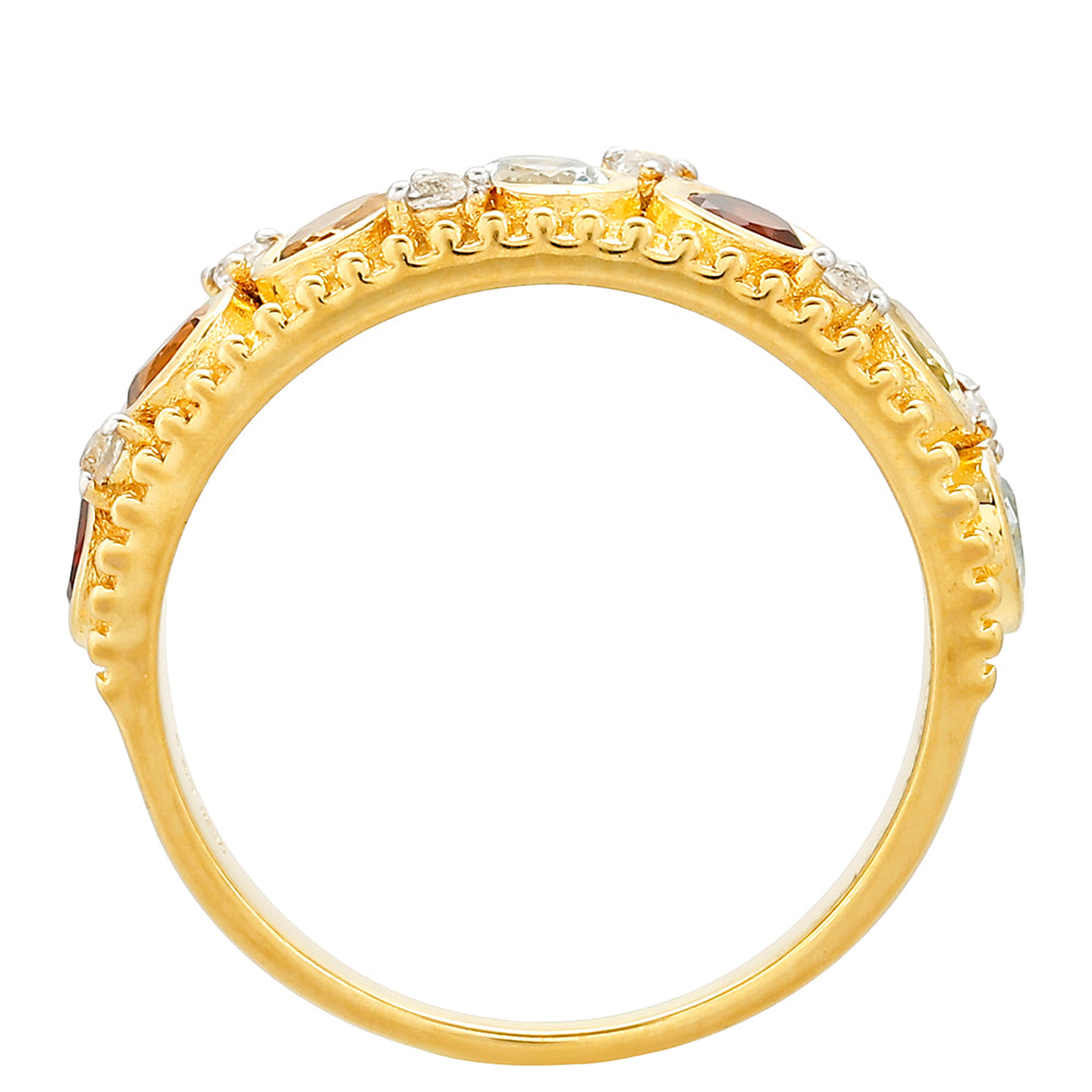 Anillo de Plata Bañada en Oro con Granate y Citrino de Madeira 4 