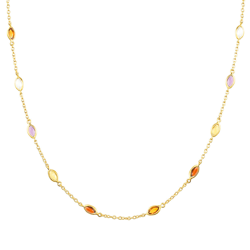 Collar de Plata Bañada en Oro con Amatista y Citrino de Madeira 1 