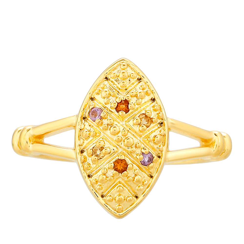 Anillo de Plata Bañada en Oro con Amatista y Citrino de Madeira 1 