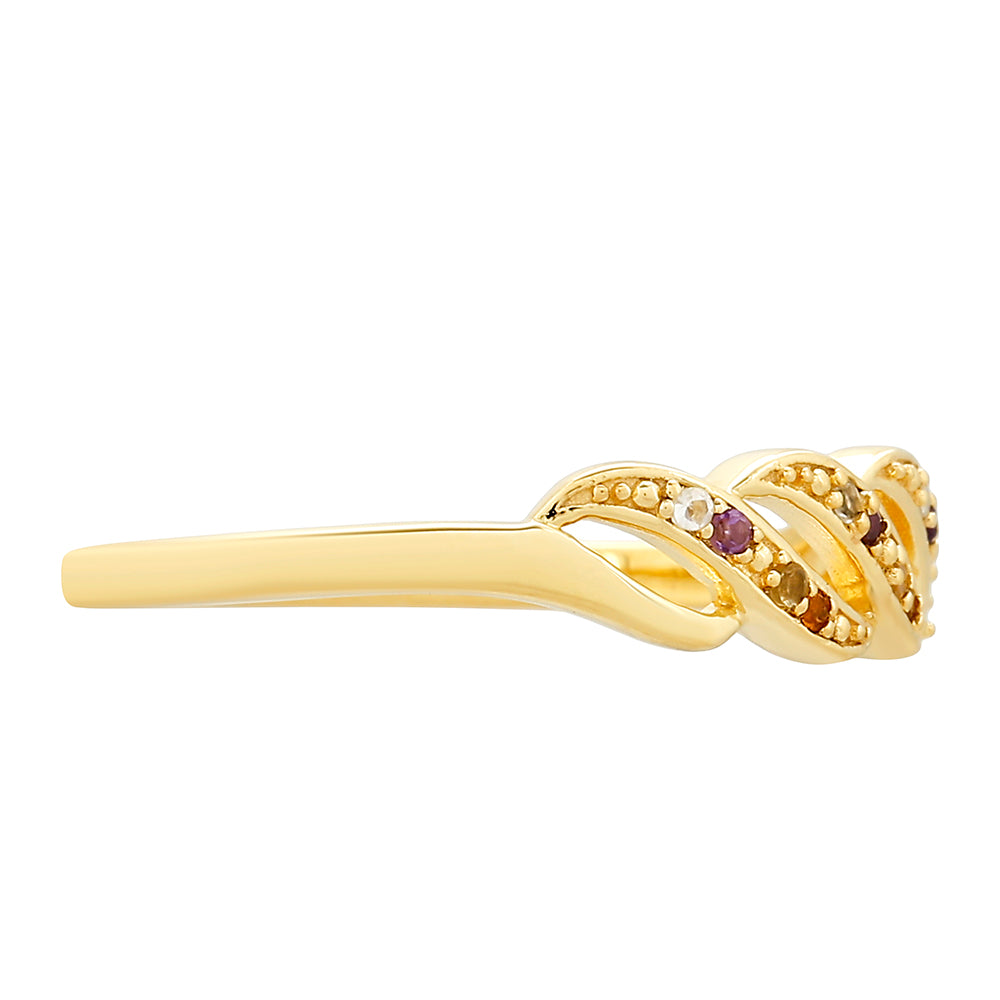 Anillo de Plata Bañada en Oro con Amatista y Citrino de Madeira 2 
