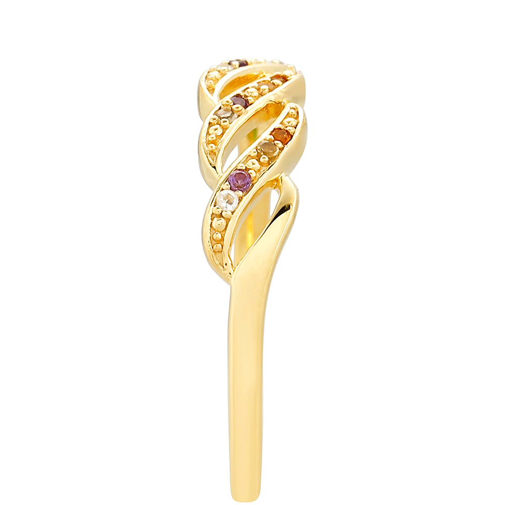 Anillo de Plata Bañada en Oro con Amatista y Citrino de Madeira