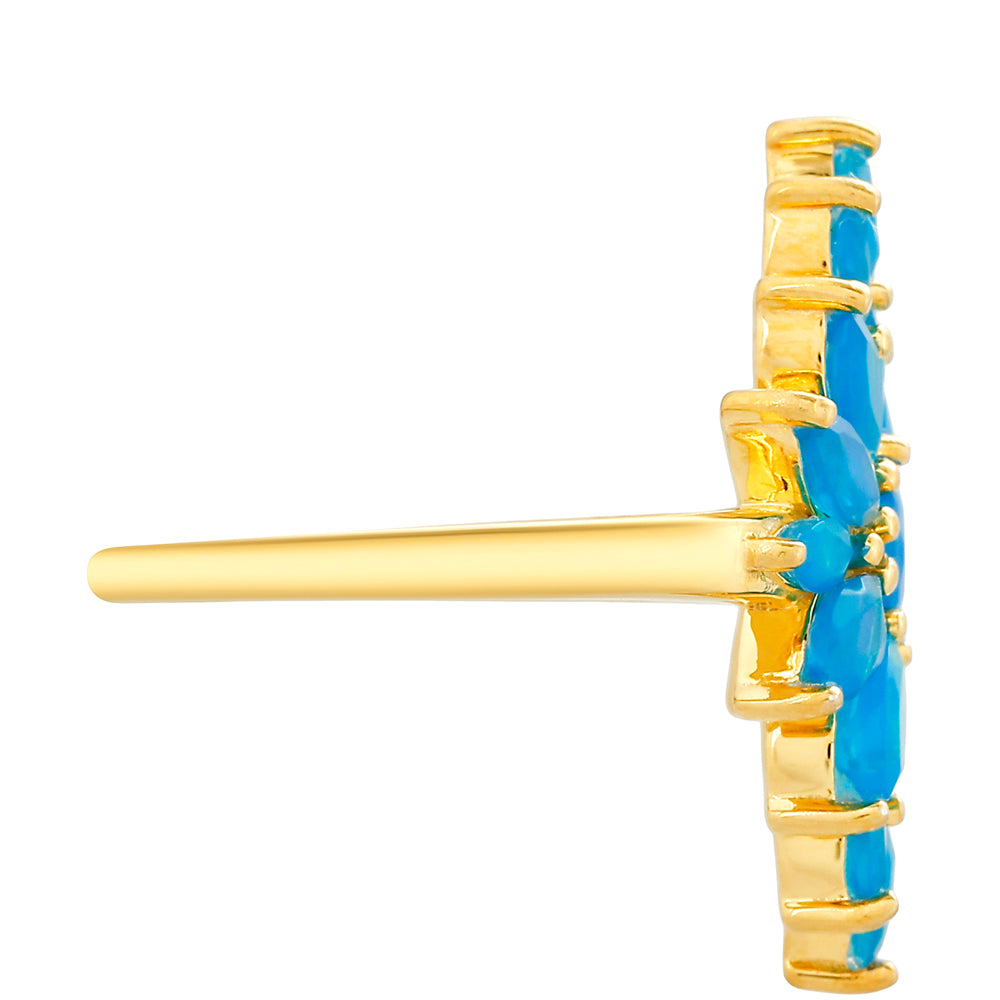 Anillo de Plata Bañada en Oro con Ópalo Azul Paraiba de Etiopía 2 