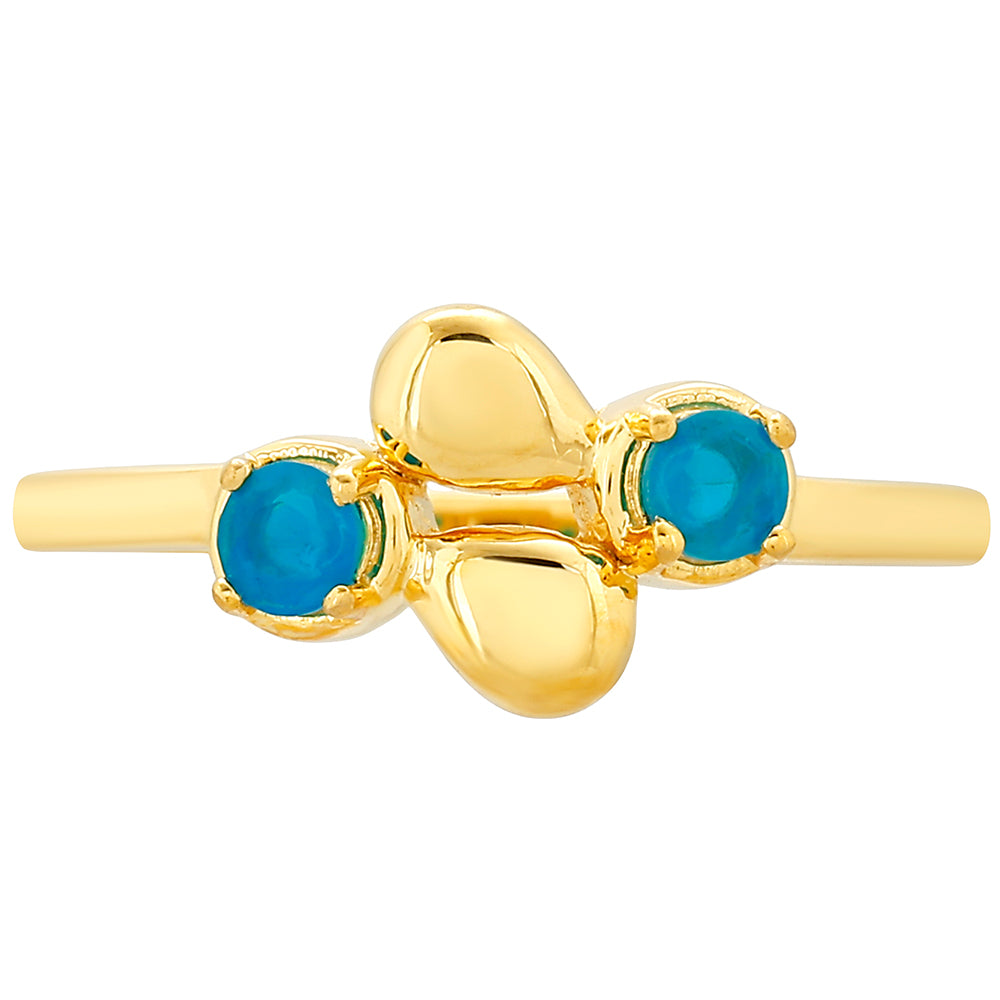 Anillo de Plata Bañada en Oro con Ópalo Azul Paraiba de Etiopía 1 