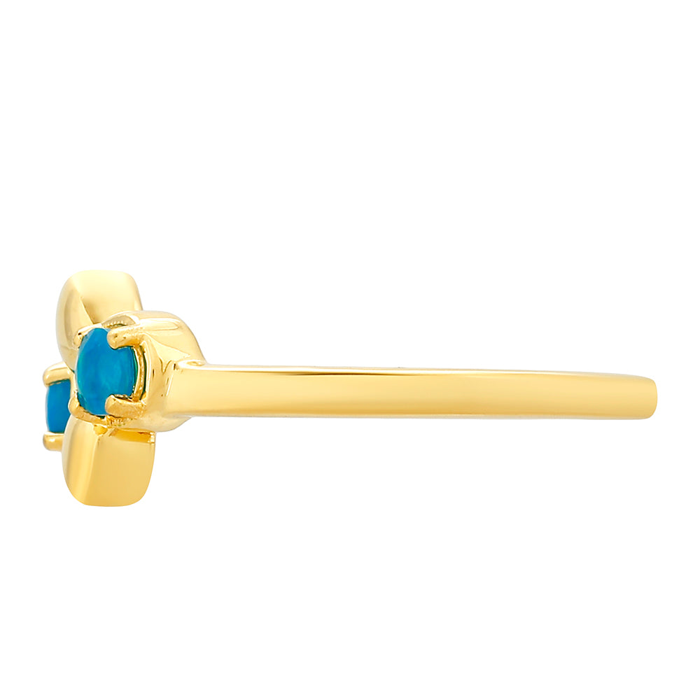 Anillo de Plata Bañada en Oro con Ópalo Azul Paraiba de Etiopía