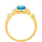 Anillo de Plata Bañada en Oro con Ópalo Azul Paraiba de Etiopía y Topacio Blanco
