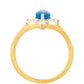 Anillo de Plata Bañada en Oro con Ópalo Azul Paraiba de Etiopía y Topacio Blanco