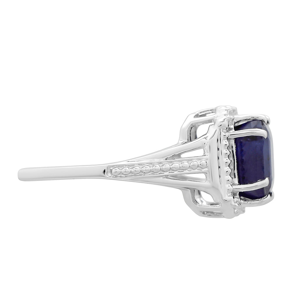 Anillo de Plata con Zafiro de Tailandia y Topacio Blanco