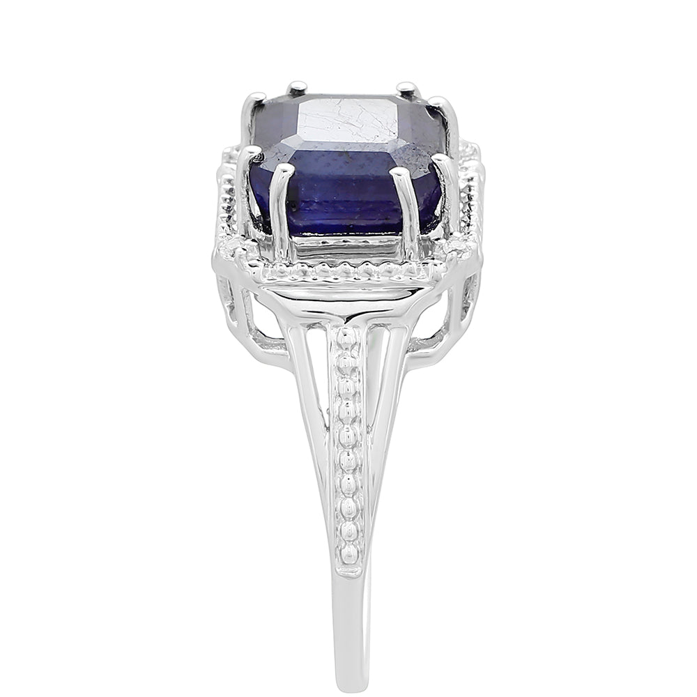 Anillo de Plata con Zafiro de Tailandia y Topacio Blanco